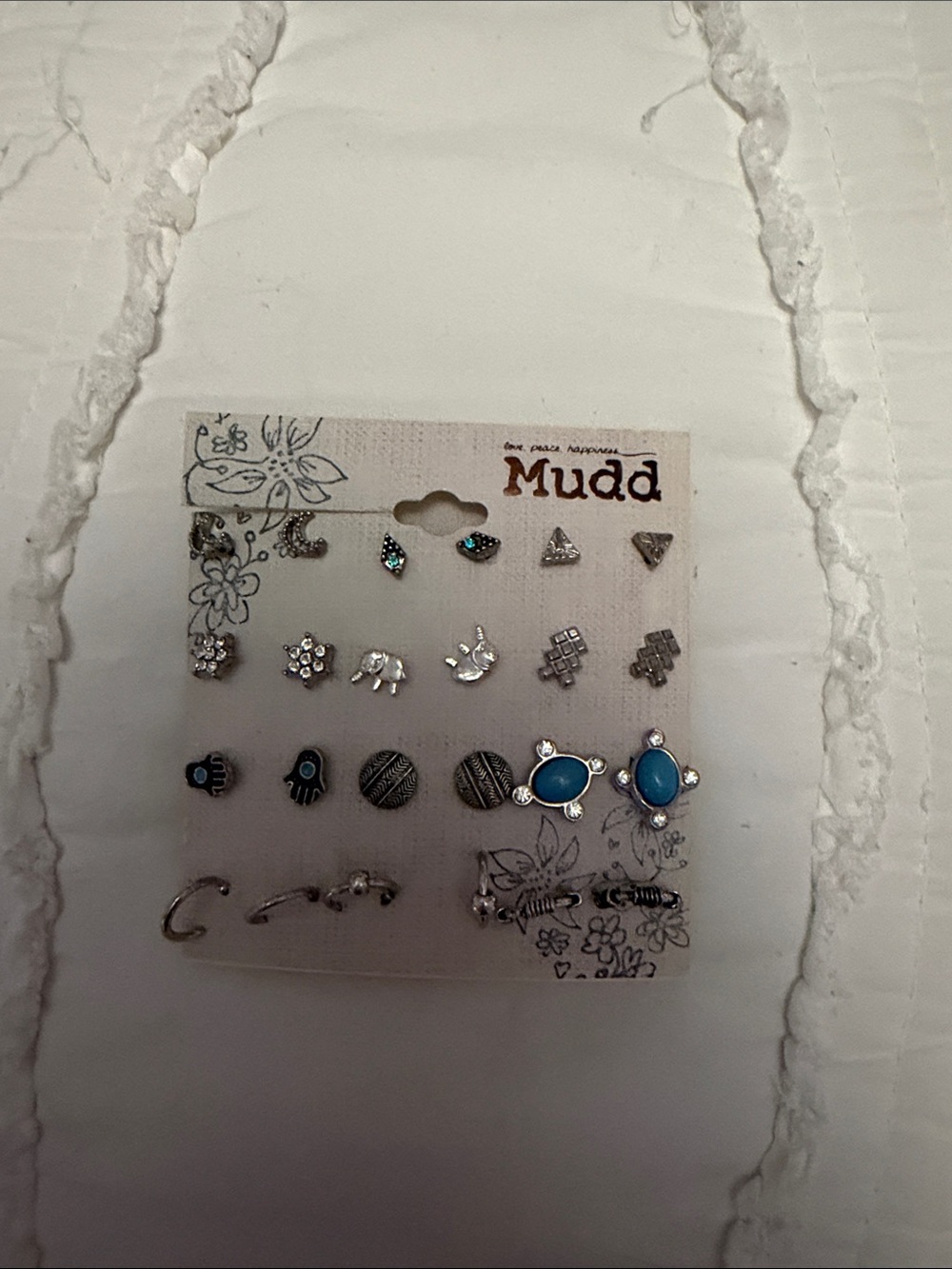 Mudd Silver-Tone & Turquoise Blue Mixed Stud Earring Set